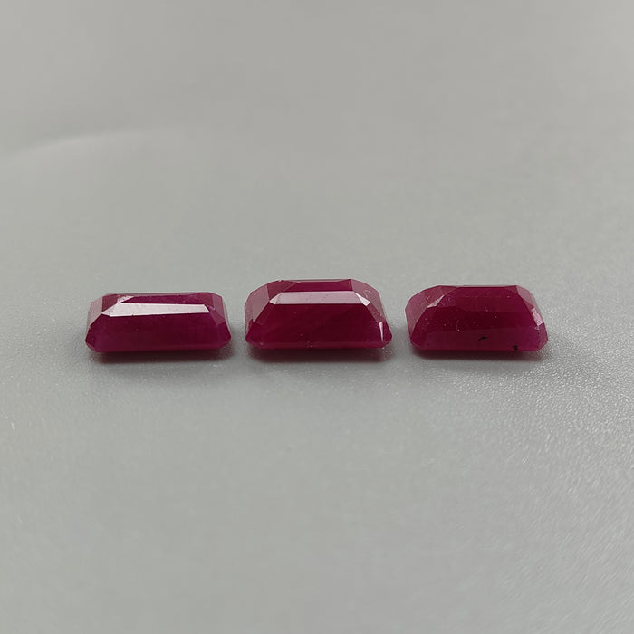 Ruby Gemstone Faceted Cut: 14.60cts Natural Untreated Unheated Red Ruby Baguette Shape 11*7mm - 12*8mm 3pcs for Jewelry July Birthstone
