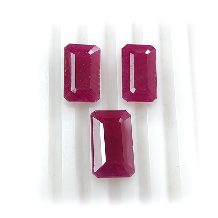 red ruby baguette faceted gemstone