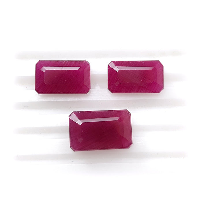 Ruby Gemstone Faceted Cut: 19.00cts Natural Untreated Unheated Red Ruby Baguette Shape 12*8.5mm - 14*9mm 3pcs for Jewelry July Birthstone