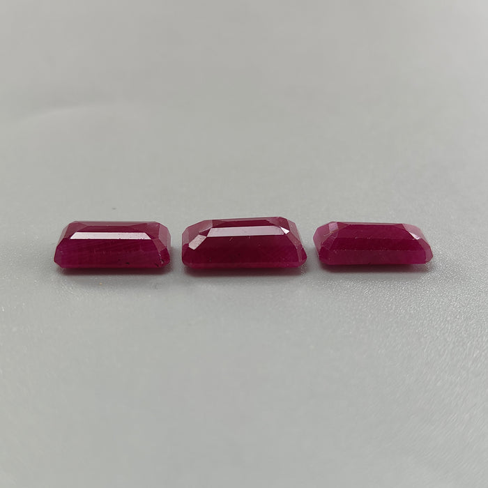 Ruby Gemstone Faceted Cut: 19.00cts Natural Untreated Unheated Red Ruby Baguette Shape 12*8.5mm - 14*9mm 3pcs for Jewelry July Birthstone