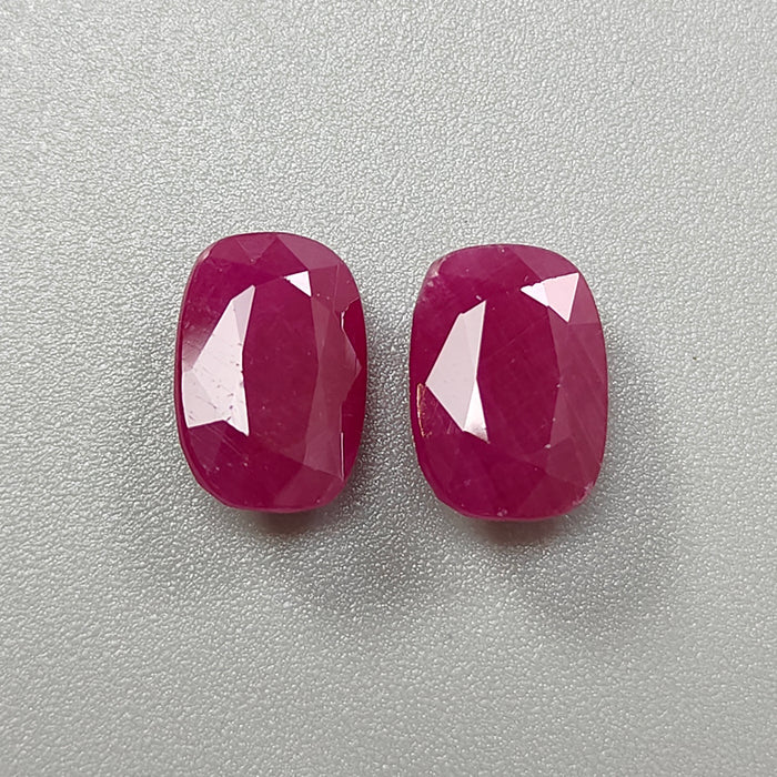 Ruby Gemstone Faceted Cut: 8.90cts Natural Untreated Unheated Red Ruby Cushion Shape 11*8mm Pair for Jewelry July Birthstone