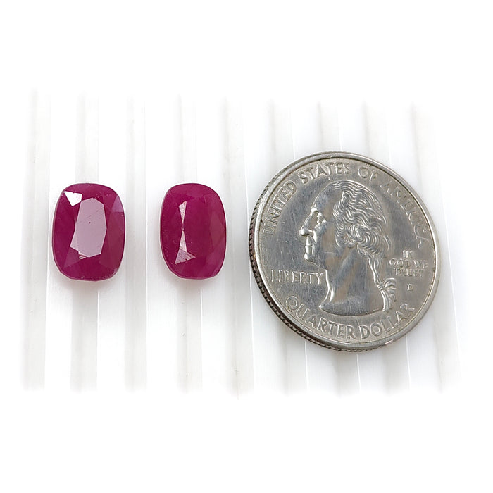 Ruby Gemstone Faceted Cut: 8.90cts Natural Untreated Unheated Red Ruby Cushion Shape 11*8mm Pair for Jewelry July Birthstone