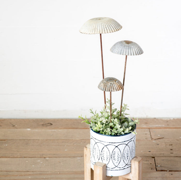 Rustic Metal Mushroom Stakes- Set of 3