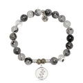 Rutilated Quartz Gemstone Bracelet with Cherry Blossom Sterling Silver Charm