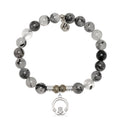 Rutilated Quartz Gemstone Bracelet with Claddagh Sterling Silver Charm