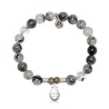 Rutilated Quartz Gemstone Bracelet with Ladybug Sterling Silver Charm