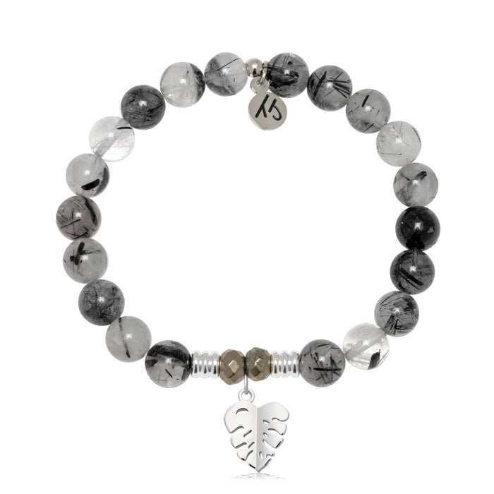 Rutilated Quartz Gemstone Bracelet with Paradise Sterling Silver Charm