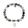 Rutilated Quartz Gemstone Bracelet with Paradise Sterling Silver Charm