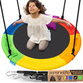 Saucer Swing 40" for Kids, Waterproof, Adjustable Ropes, Rainbow