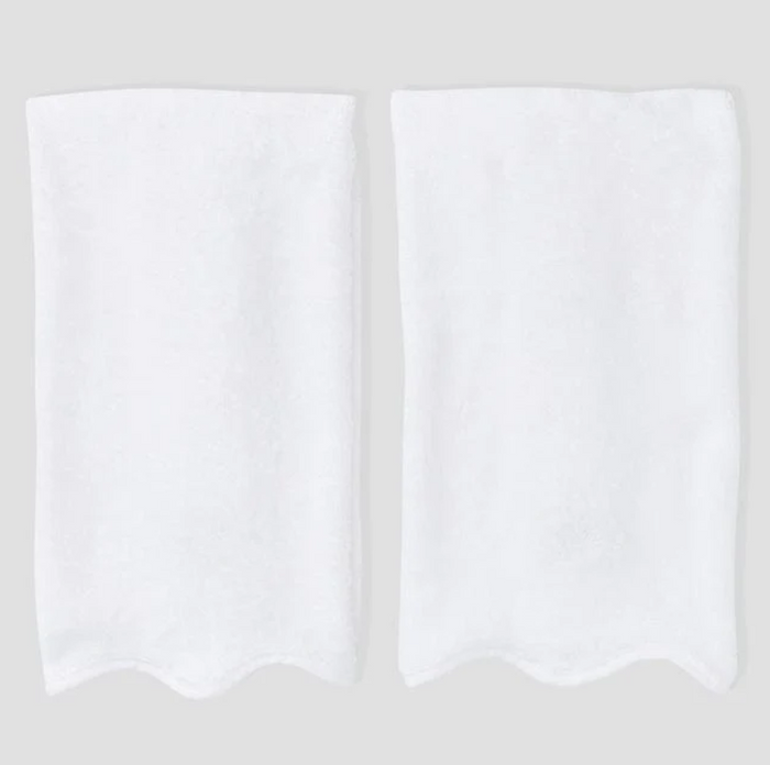 Scallop Hand Towels in White