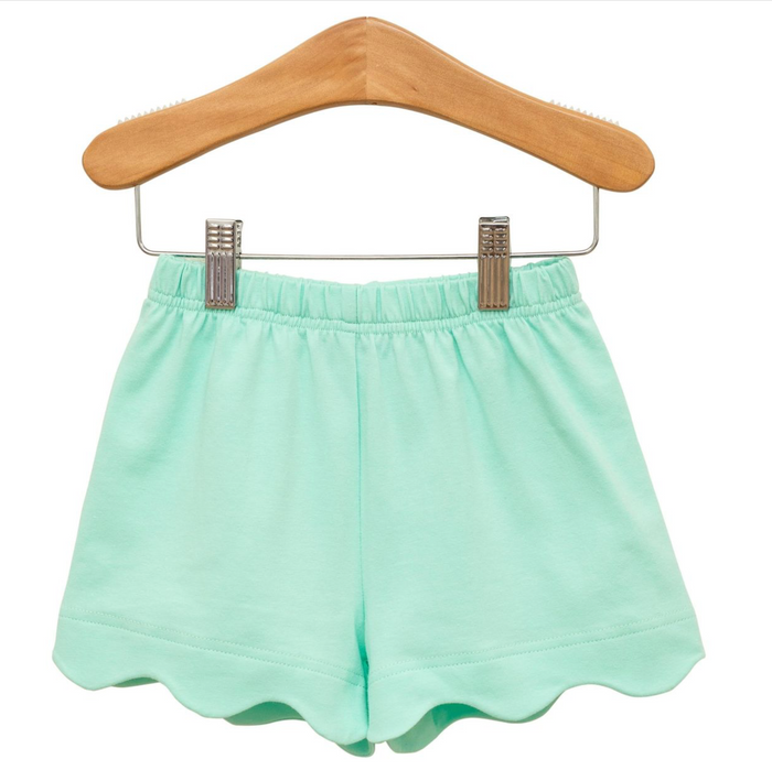 Scalloped Cotton Shorts - Mint