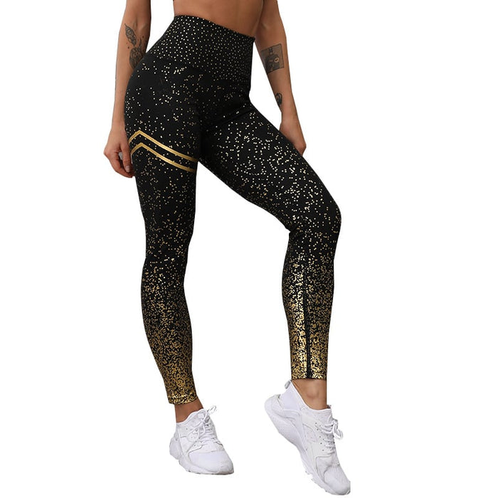 Sequined Printed Slim-fit Yoga Pants for Women