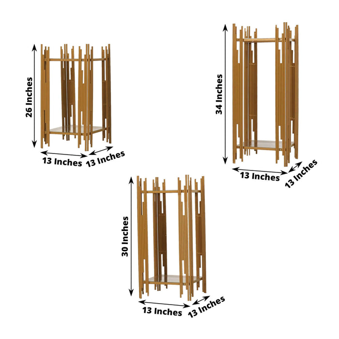 Bamboo room divider with adjustable height, 26 to 34 inches, 13 inches wide.