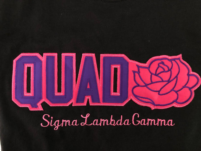 Sigma Lambda Gamma Word Tee with Rose