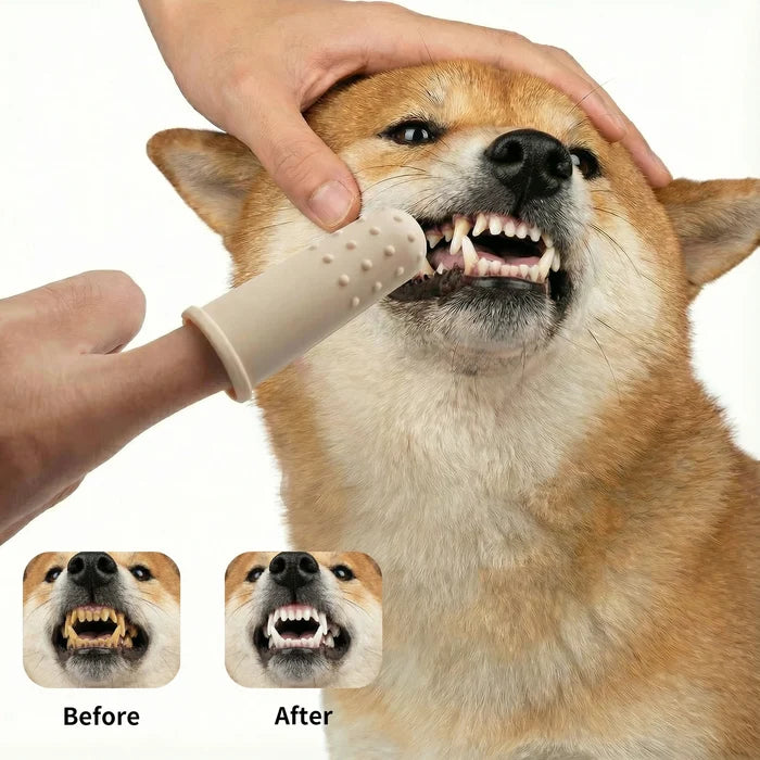 Silicone Pet Finger Toothbrush Soft Dog Cat Teeth Cleaning Brush Food Grade Dental Care Tool Happy Tails Pet Shop Store