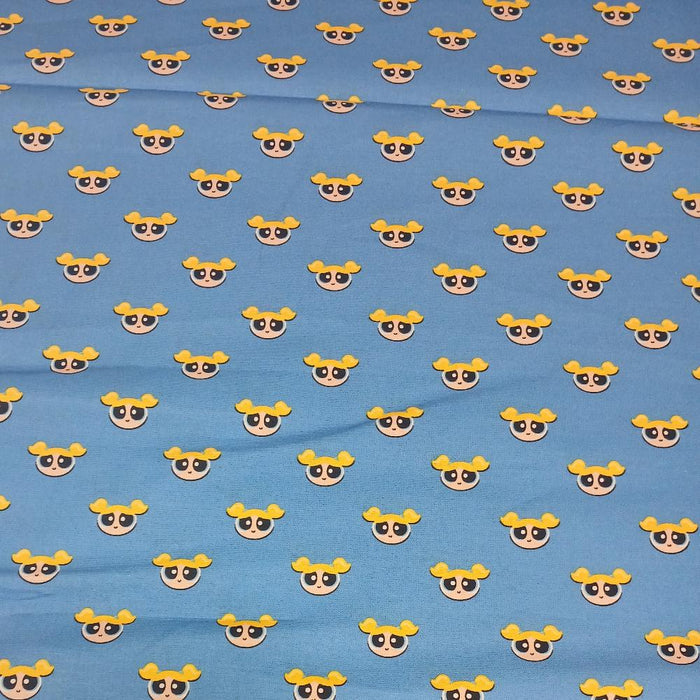 PowerPuff Girls - Bubbles Face Blue Cotton Fabric