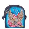 Women's eagle motif genuine leather slim crossbody bag for daily use