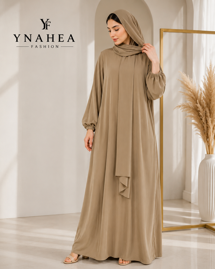 Solid Color Hooded Robe Dress for Muslim Women