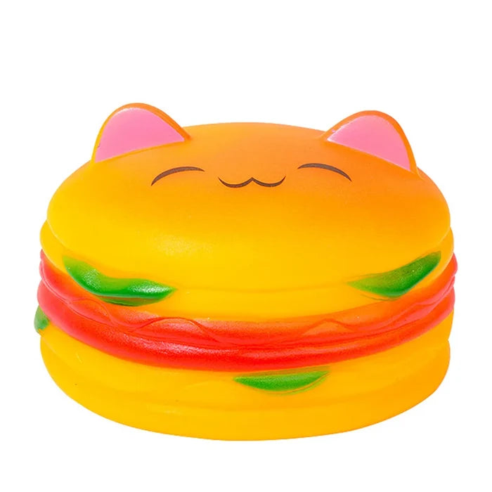 Squeaky Hamburger Dog Toy - Chew Toy for Teeth Cleaning & Molar Care, Interactive Squeaking Pet Toy, Happy Tails Pet Shop Store