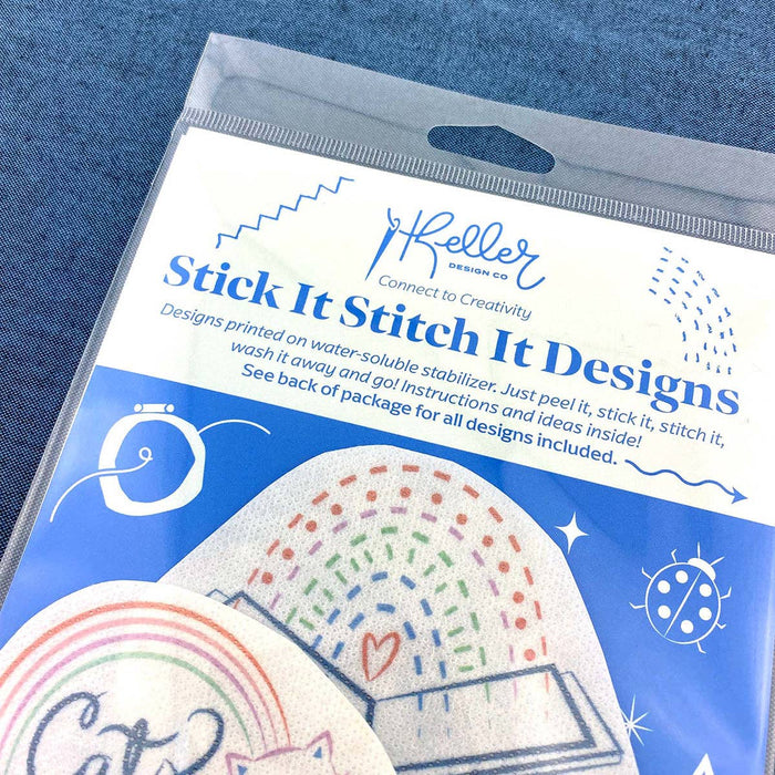 Stick It Stitch It Water Soluble Embroidery Patterns-Cats, Books, Rainbows