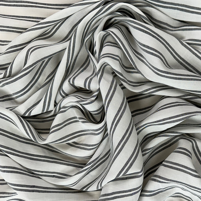 Stripes - White & Black  - Yarn Dyed Linen Blend