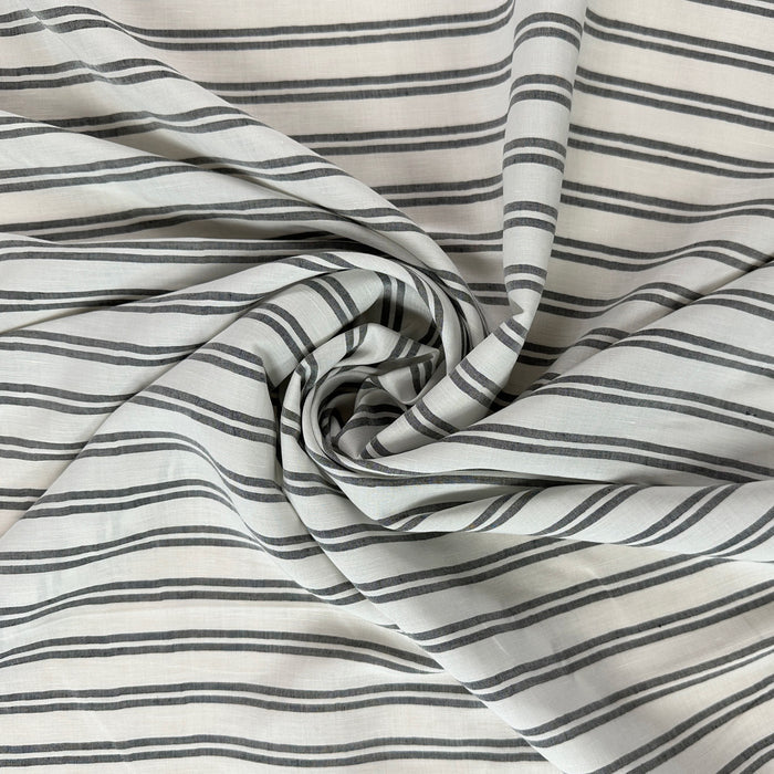Stripes - White & Black  - Yarn Dyed Linen Blend