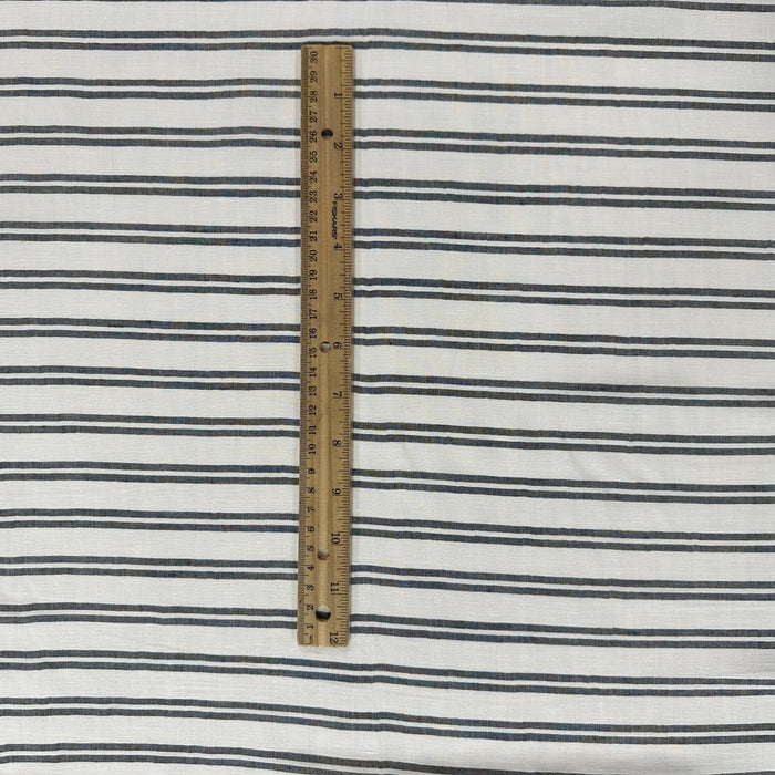 Stripes - White & Black  - Yarn Dyed Linen Blend