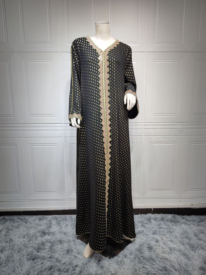 Summer Bronzing Dubai Gown for Muslim Women