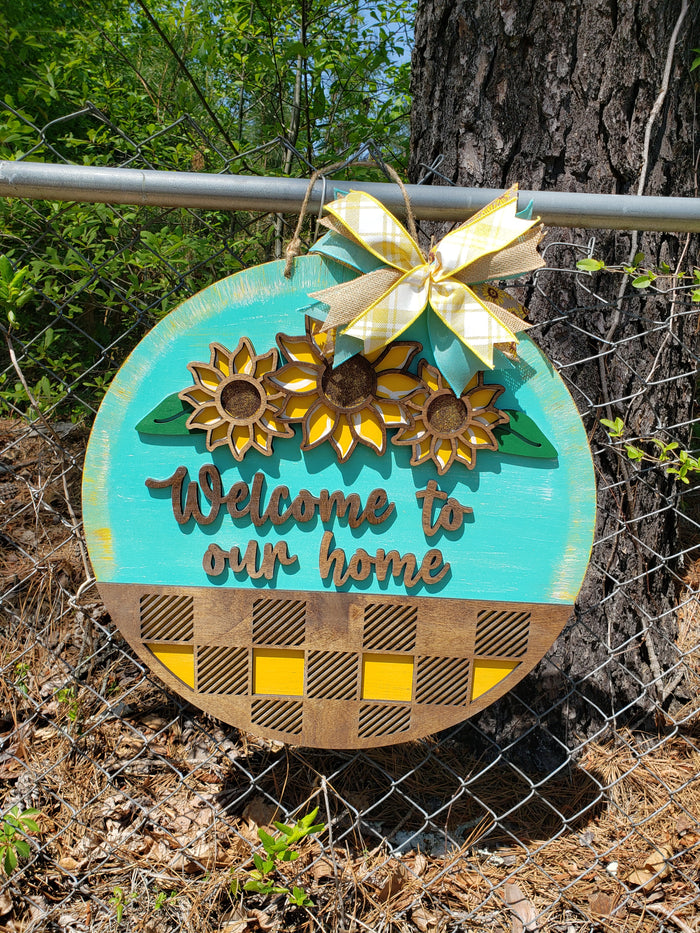 Sunflower Plaid Round