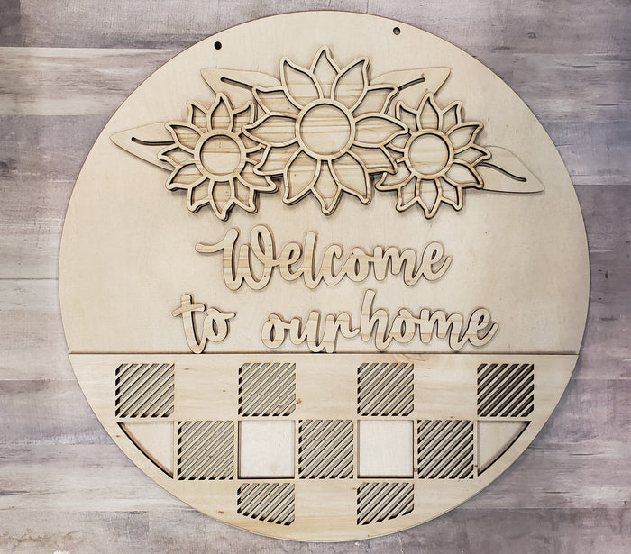 Sunflower Plaid Round