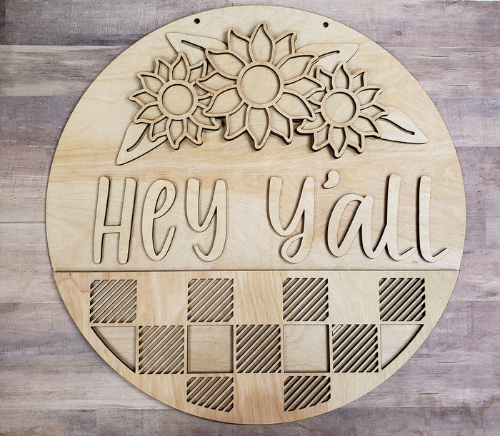Sunflower Plaid Round