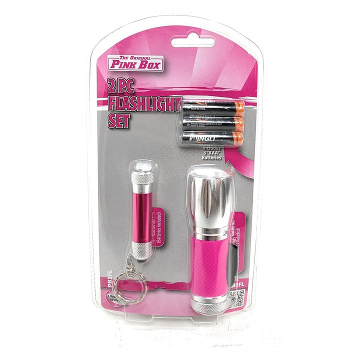 The Original Pink Box PB2FL 2 Pc Flashlight Set, Pink