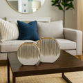 Vase Ceramic Centre Piece Gold Modern White Home Decor Tabletop Accessories, Available in Two Sizes