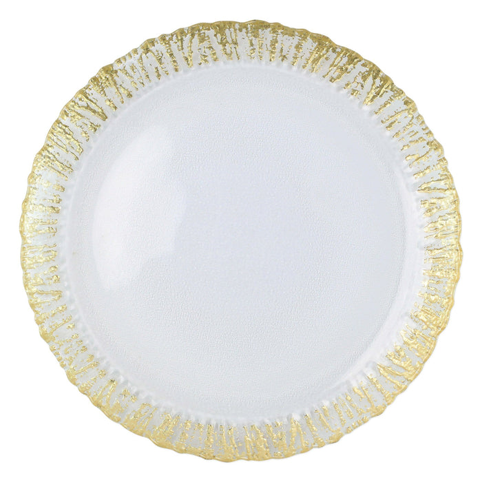 Vietri Rufolo Glass Gold Round Platter Dinnerware Vietri