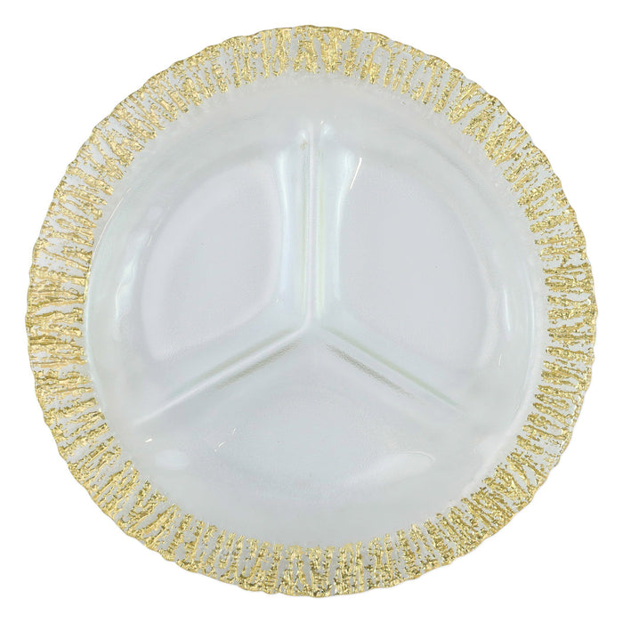 Vietri Rufolo Glass Gold Three-Part Server Dinnerware Vietri