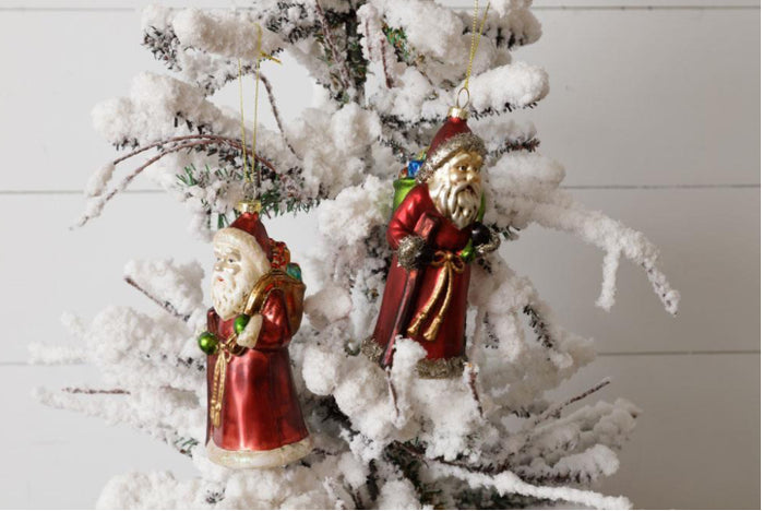 Vintage Glass Santa Ornament