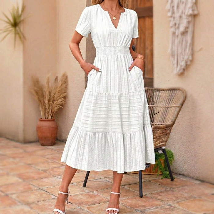 Vivara – Flowing V Neck Summer Maxi Dress
