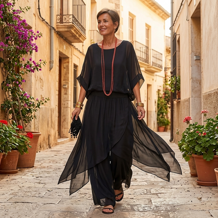 Vivara – Flowy Chiffon Two Piece Set