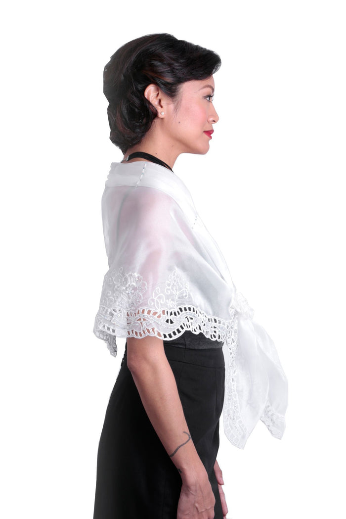 BARONG WAREHOUSE - WA14 Cutwork Alampay White - Filipiniana