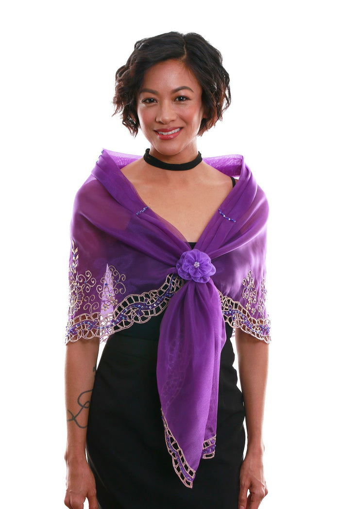 BARONG WAREHOUSE - WA20 Cutwork Alampay Purple - Filipiniana