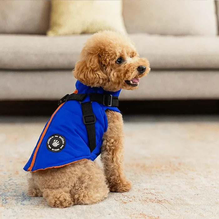 Waterproof Adjustable Dogs Down Clothes Warm Windproof Dog Coat with Harness Soft Dog Jacket for Dogs Cats Happy Tails Pet Shop Store