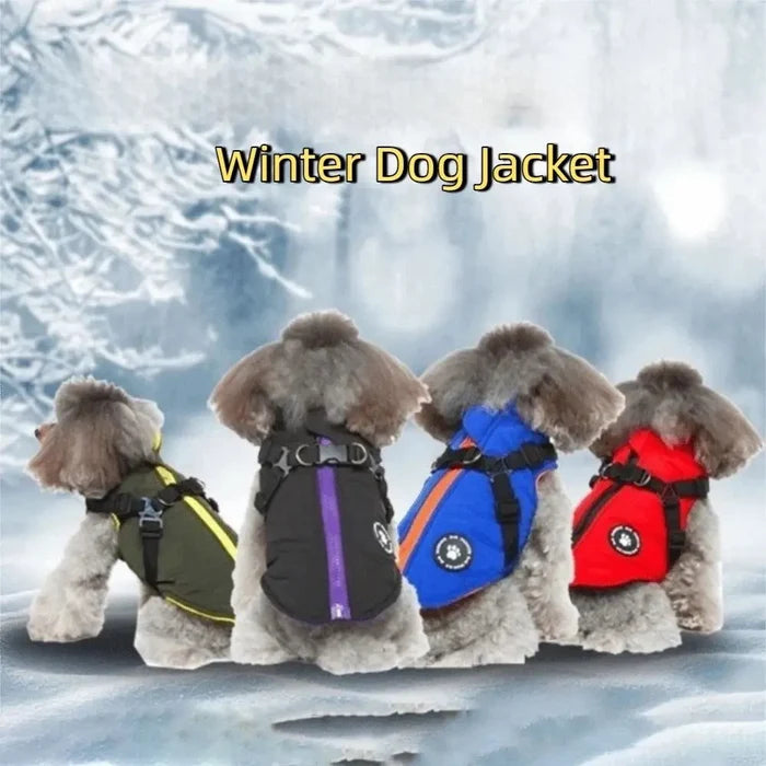 Waterproof Adjustable Dogs Down Clothes Warm Windproof Dog Coat with Harness Soft Dog Jacket for Dogs Cats Happy Tails Pet Shop Store