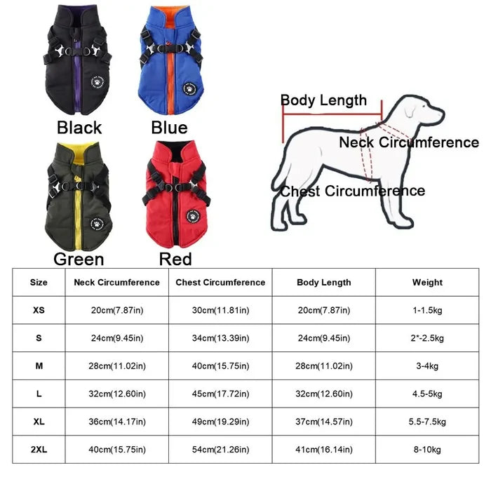 Waterproof Adjustable Dogs Down Clothes Warm Windproof Dog Coat with Harness Soft Dog Jacket for Dogs Cats Happy Tails Pet Shop Store