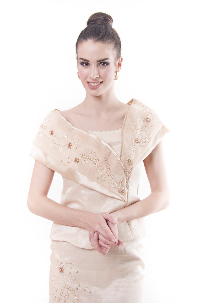 BARONG WAREHOUSE - WD04 Filipiniana Sided Gown Dress