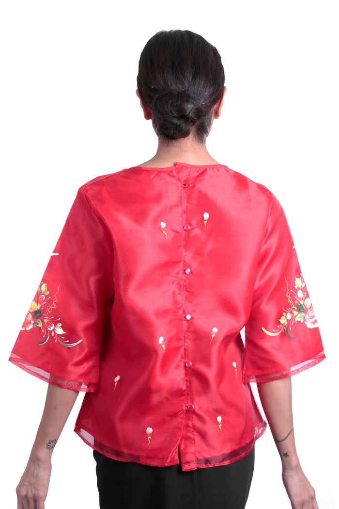 BARONG WAREHOUSE - WK18 - Round Neck Kimona Red - Filipiniana