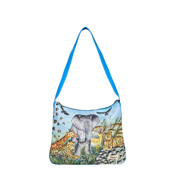 Women’s animal print hand-painted genuine leather crossbody bag for everyday use and travel