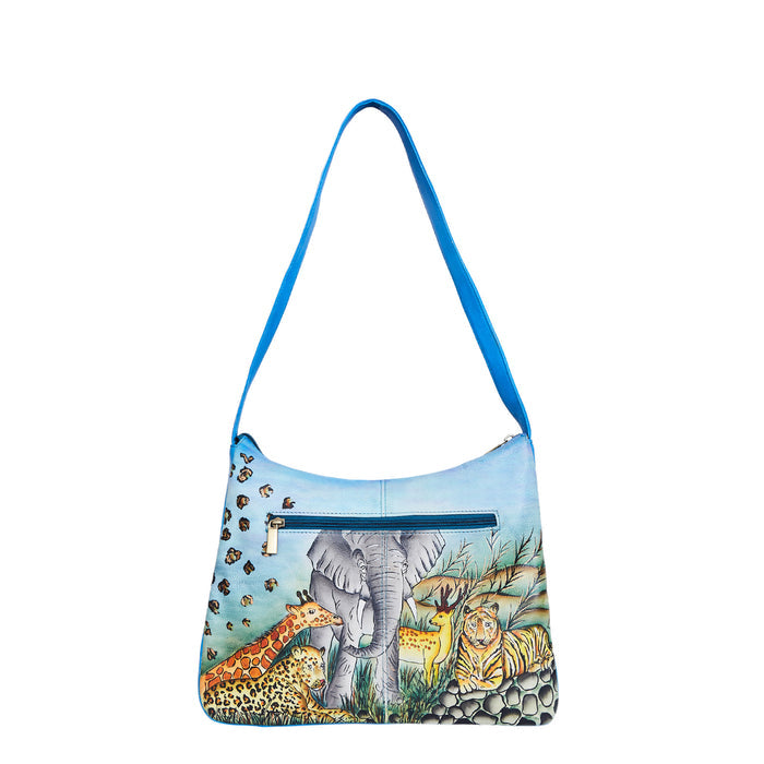 Women’s animal print hand-painted genuine leather crossbody bag for everyday use and travel-back image
