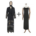 Women's Muslim Black Long Robe with Embellishments