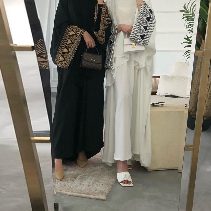 Women's Muslim Black Long Robe with Embellishments