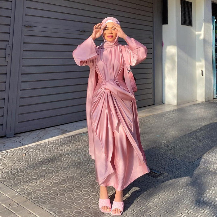 Women's Solid Color Two-Piece Muslim Outfit